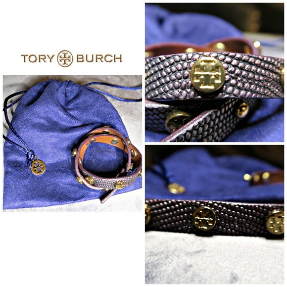 Tory Burch Jewelry - Tory Burch Double Wrap Logo Stud Bracelet